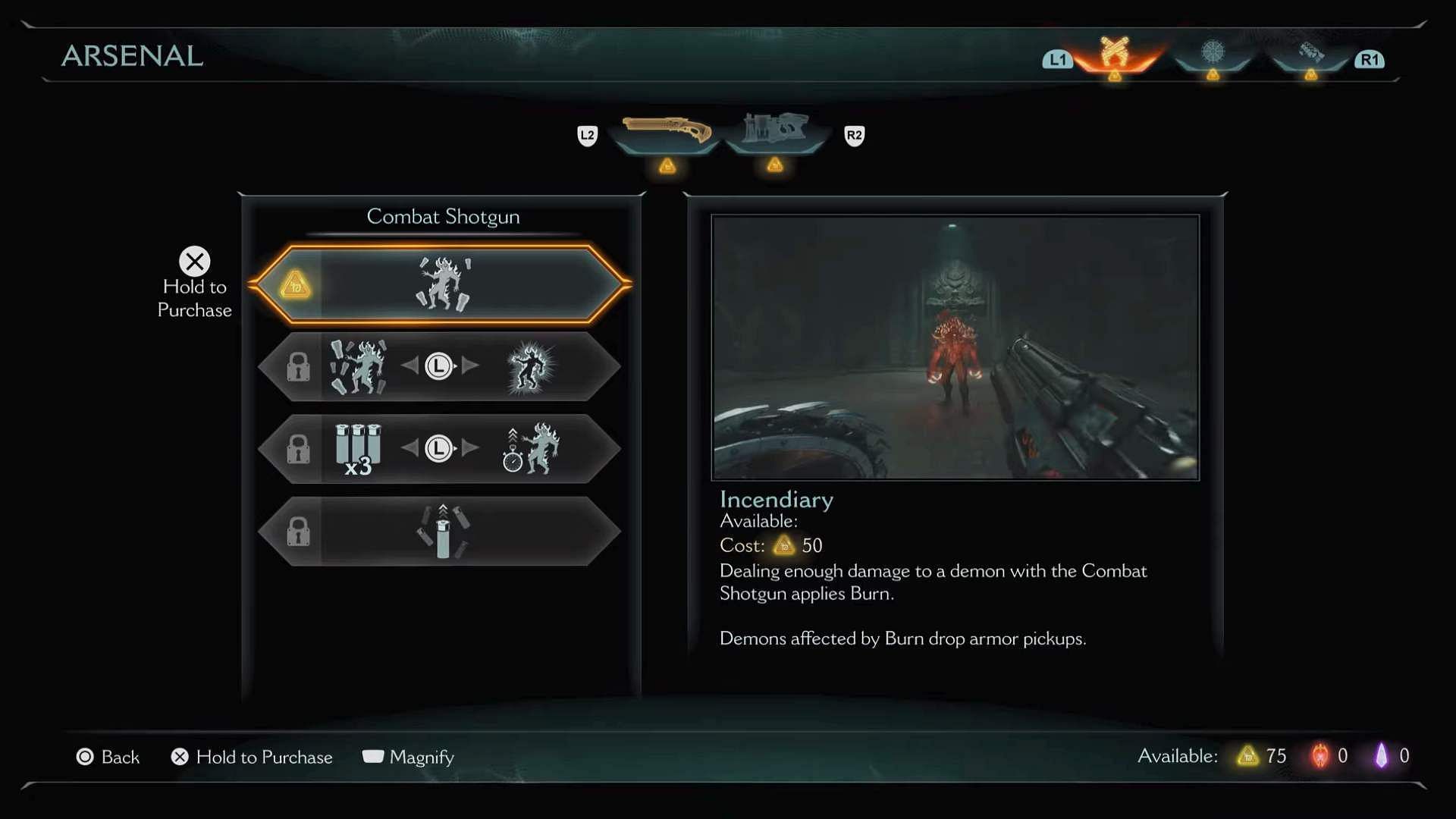 Improving the Shotgun while interacting with Sentinel Shrine (Image via Sportskeeda Gaming || Bethesda Softworks)